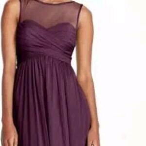 David’s Bridal Size 8 $140 Eggplant Mesh Illusion Sweetheart Long Formal Gown